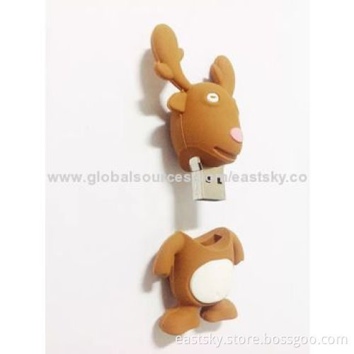 Reindeer-shaped USB, made of soft PVC material, OEM orders are welcomeNew